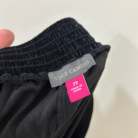 Vince Camuto NWT Women 2X Black Metallic Velvet High Rise Wide Leg Pants Regency - Picture 4 of 6